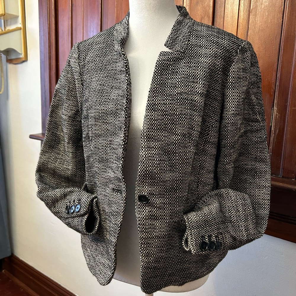 LOFT Black and White Textured Blazer